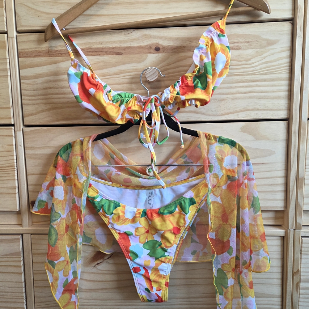Floral Bikini With Cover Up